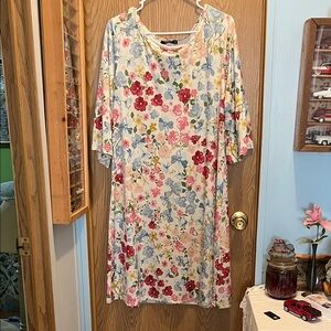 Floral Print Dress with 3/4 Sleeves